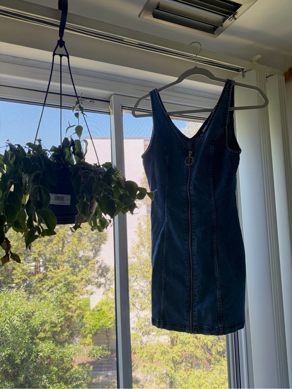 Divided Dark Blue Denim Zip-Front Mini Dress